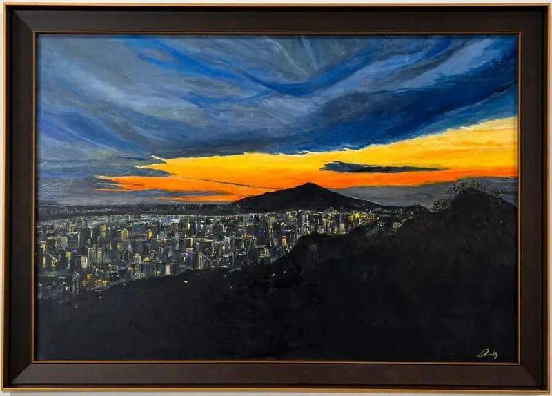  技术解析｜龚亭如《台北阳明山的夜景》：色彩层次与空间建构的深度解构 书画藏品