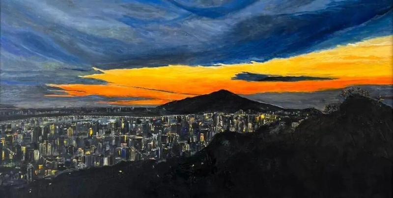  技术解析｜龚亭如《台北阳明山的夜景》：色彩层次与空间建构的深度解构 书画藏品