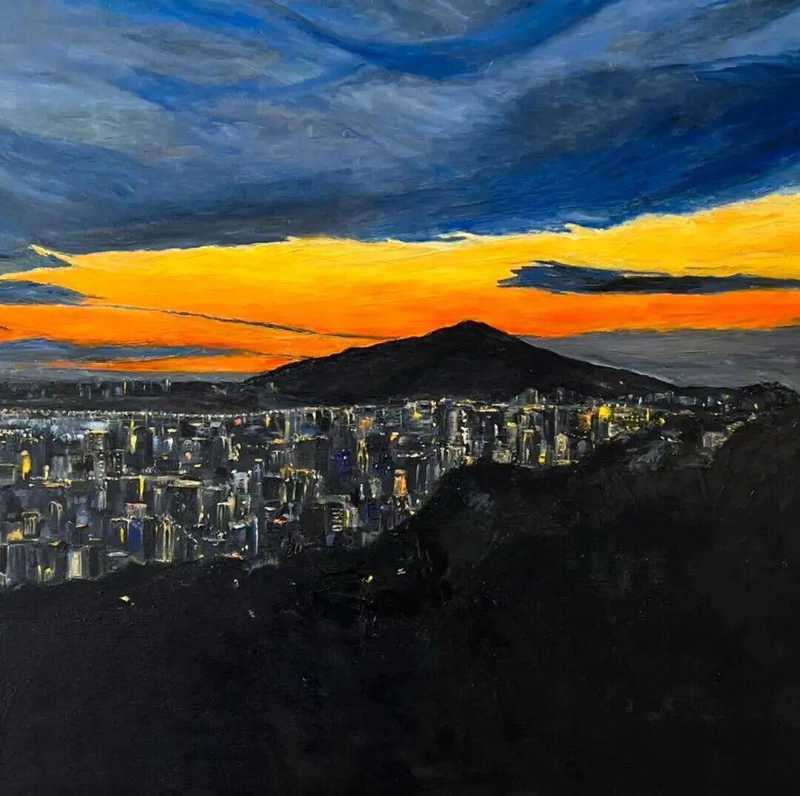  技术解析｜龚亭如《台北阳明山的夜景》：色彩层次与空间建构的深度解构 书画藏品