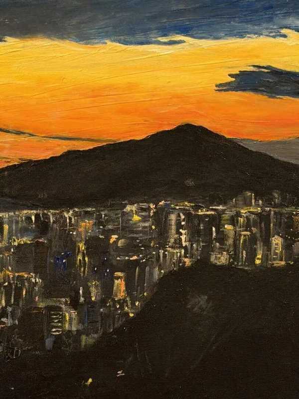  技术解析｜龚亭如《台北阳明山的夜景》：色彩层次与空间建构的深度解构 书画藏品